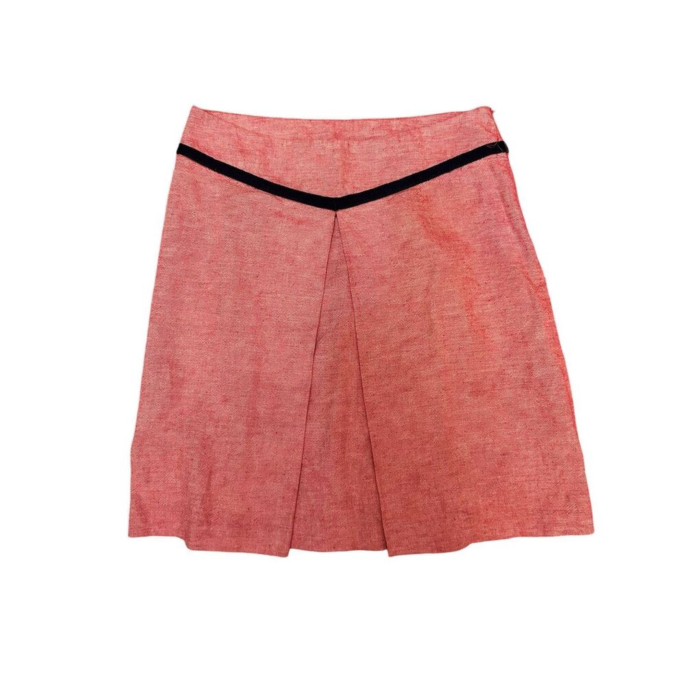 TORY BURCH Red/Black Skirt Linen/cotton blend size 6 - Picture 2 of 7